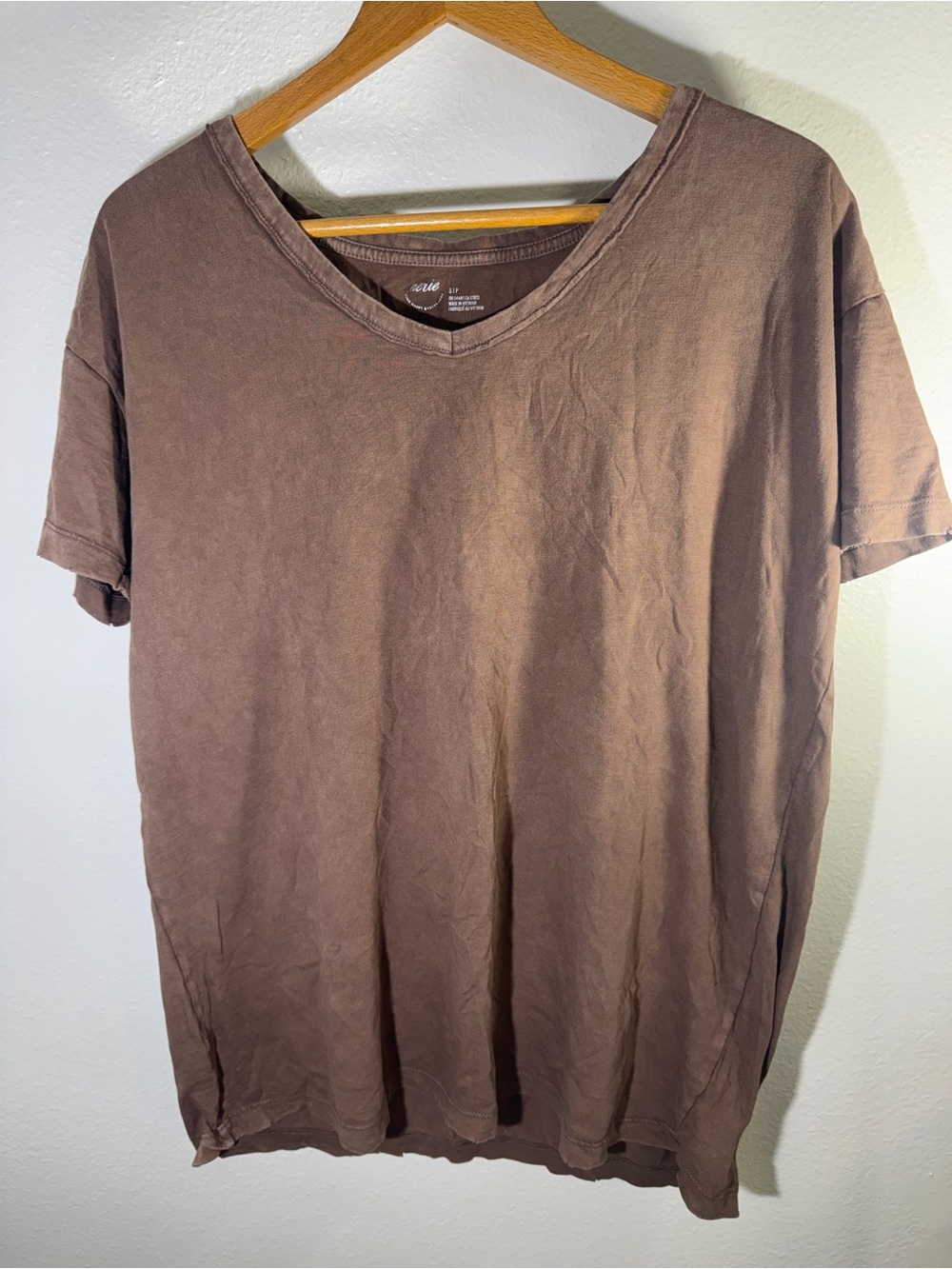 aerie Women’s Short-Sleeve V-Neck Tee in Brown
